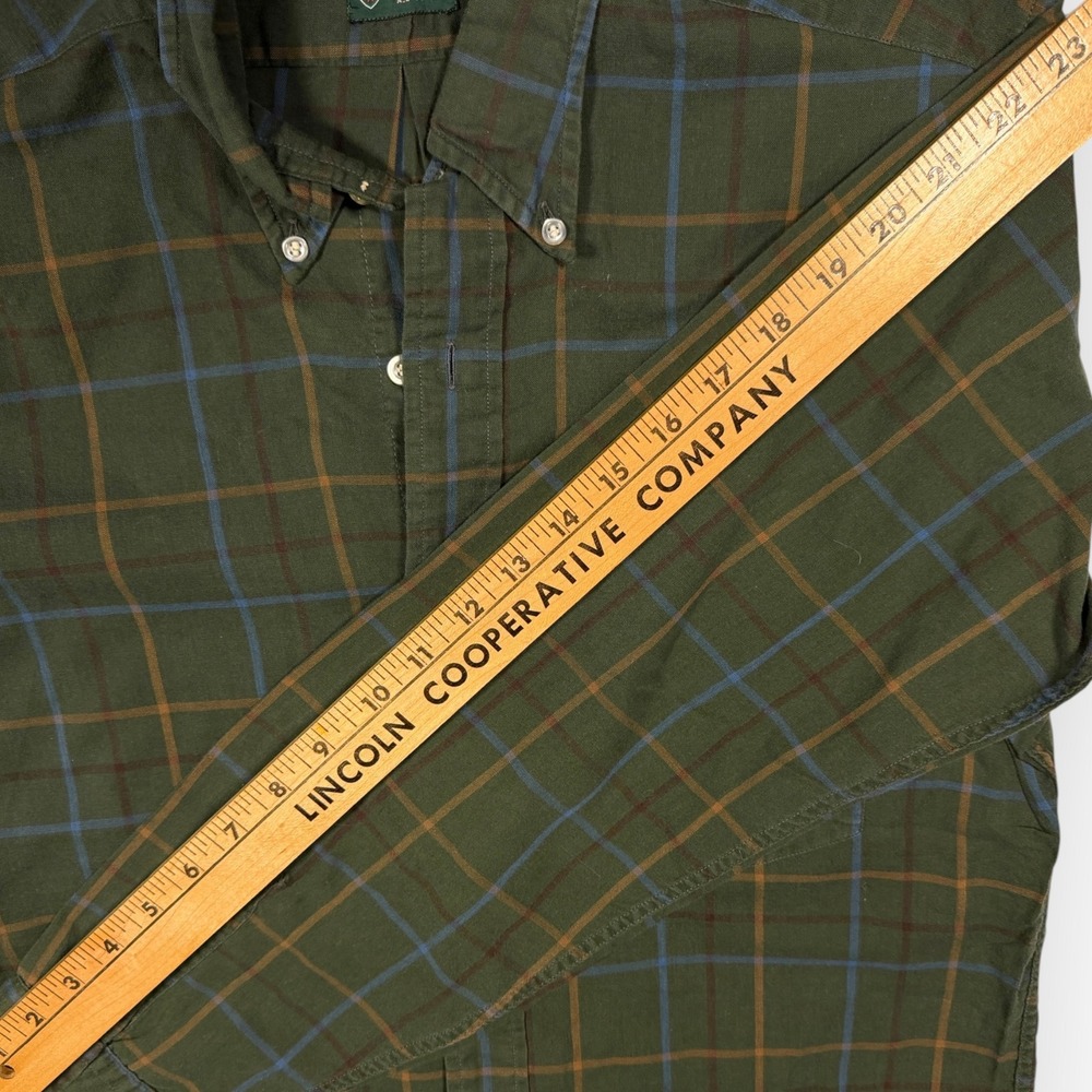 Vtg Donegal Mens Olive Green Plaid Button Down Shirt Cotton Grunge Long Sleeve M - Picture 6 of 8